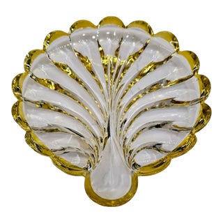 Gold Rim Crystal Shell Dish / Catchall For Sale