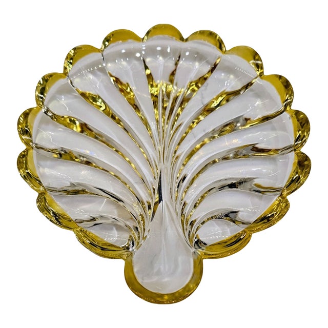 Gold Rim Crystal Shell Dish / Catchall For Sale