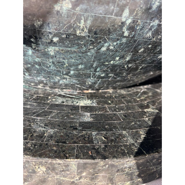 Stone 1980s Maitland Smith Style Art Deco Leaves Console Table For Sale - Image 7 of 12