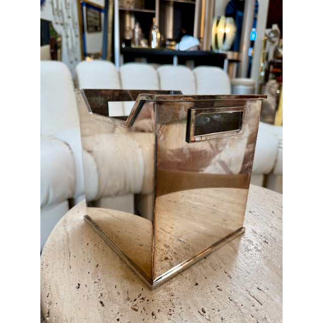 Mid-Century Modern Polished Metal Basket For Sale In Los Angeles - Image 6 of 9