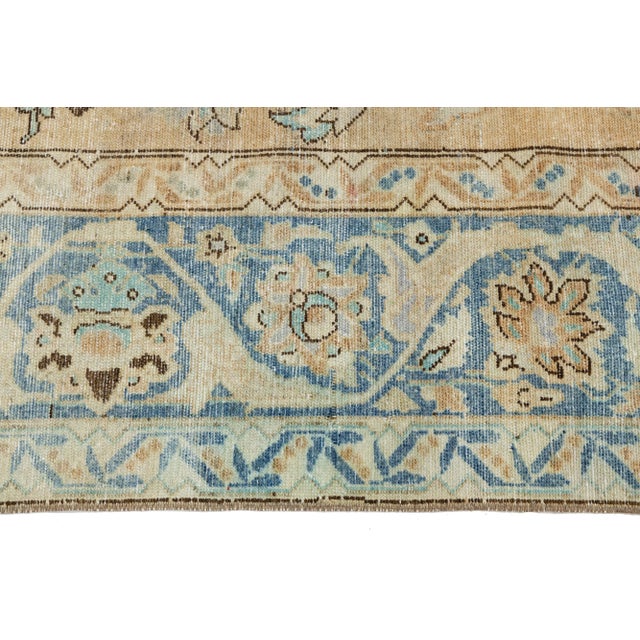 1920s Antique Persian Malayer Floral Designed Wool Rug in Tan Color For Sale - Image 9 of 9