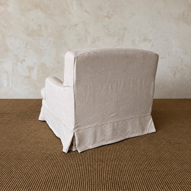 Bruce Chair - Belgian Inspired Roll Slip Covered in 100% Linen For Sale In Los Angeles - Image 6 of 15