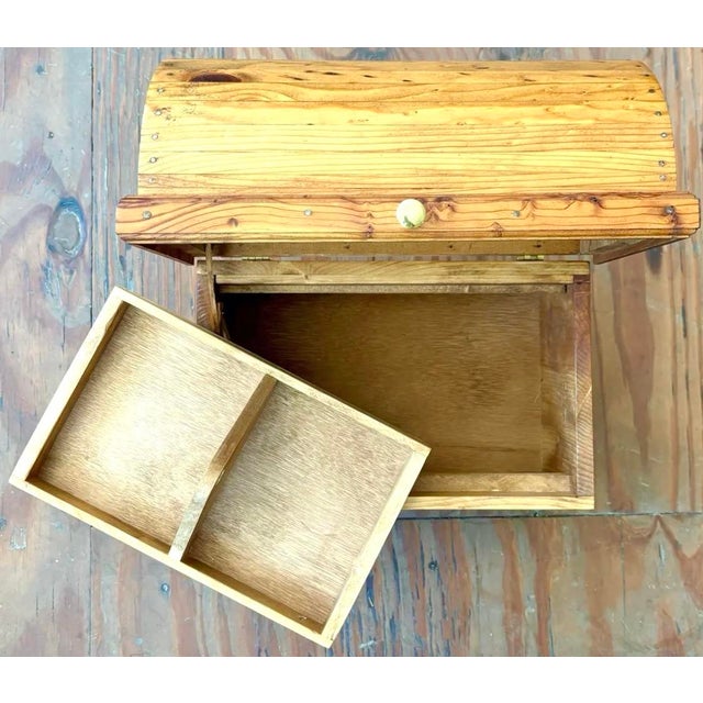 Late 20th Century Vintage Domed Knotty Pine Storage Box For Sale - Image 5 of 9