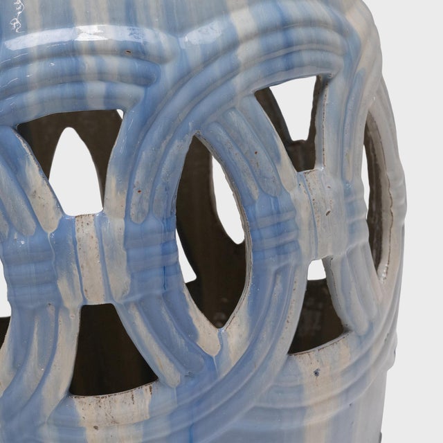 Early 21st Century Drip Blue & White Prosperity Garden Stool For Sale - Image 5 of 6