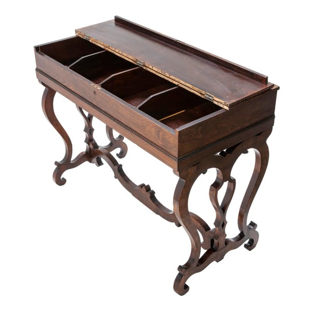 Traditional Early 19th Century Rosewood Flip-Top Writing Desk For Sale - Image 3 of 12
