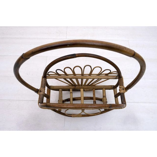 1960s Italian Wicker & Bamboo Magazine Rack, 1960s For Sale - Image 5 of 7