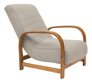 English Art Deco Lounge Chair in Wool Fabric, 1930s
