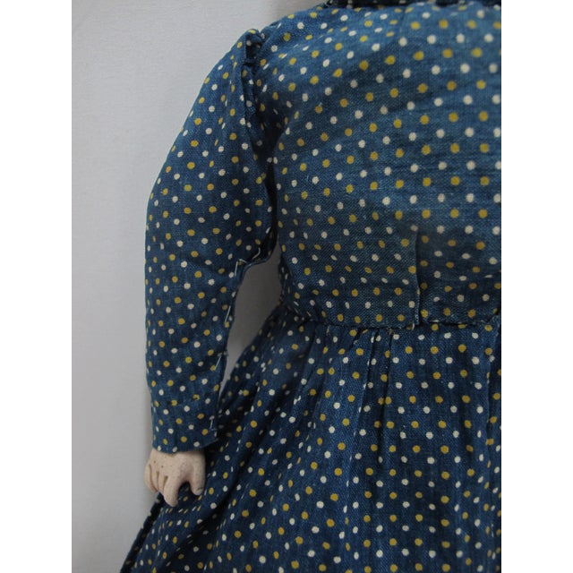 Blue Antique German Colonial China Head Leather & Bisque Blonde Hair Blue Eye Doll For Sale - Image 8 of 12