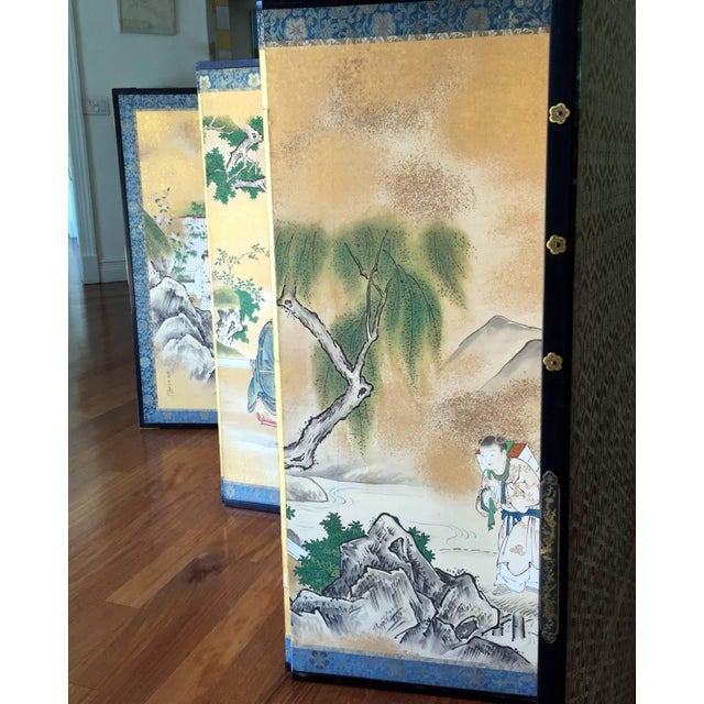 Rare Antique Japanese Folding Screen by Kano Tanshin For Sale - Image 4 of 10