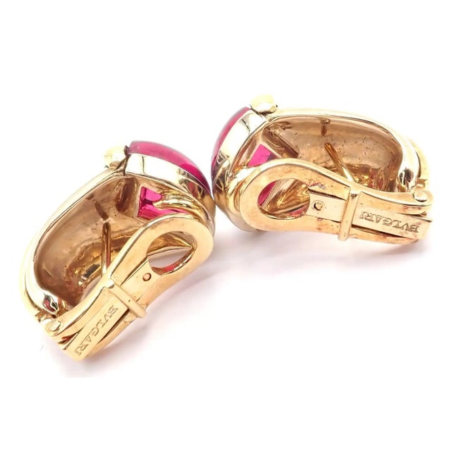 Bulgari Vintage Bulgari Bvlgari Pink Tourmaline Yellow & White Gold Earrings, Pair For Sale - Image 4 of 12