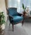 Henredon Traditional Blue Carved Wood Upholstered Armchair For Sale - Image 9 of 10