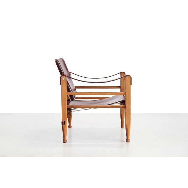 Mid-Century Modern Safari Chair in Oak and Leather by Aage Bruun, 1960s For Sale - Image 3 of 7