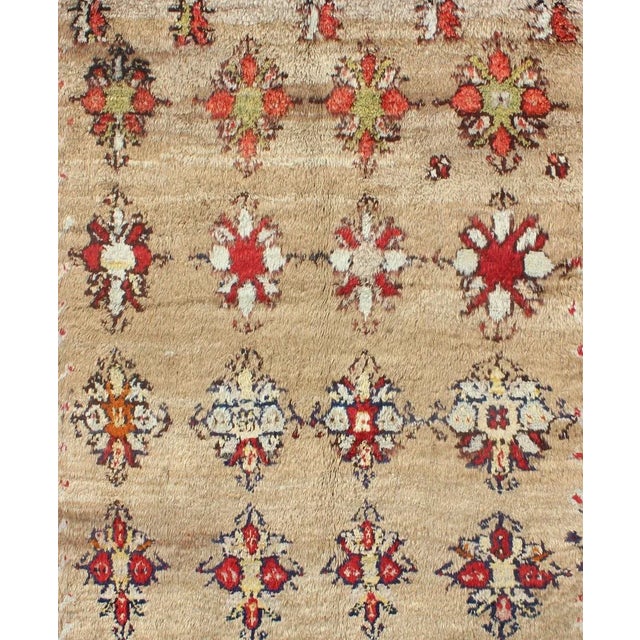 Early 20th Century Angora Turkish Tulu Carpet With Colorful Floral Designs Set on Sand Field For Sale - Image 10 of 12