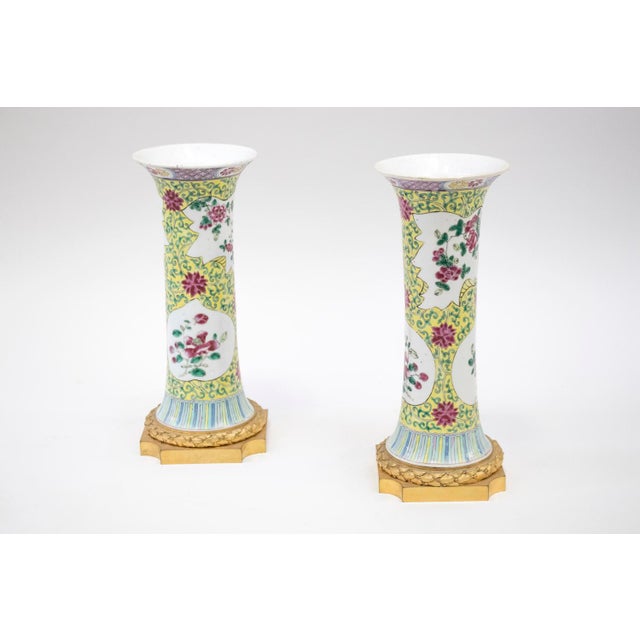 Antique Gu-Form Pink Porcelain Vases, Set of 2 For Sale - Image 5 of 6