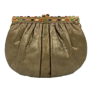 Judith Leiber Bronze Snakeskin Clutch