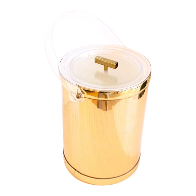 Mid 20th Century Mid-Century Modern Faceted Gold Mirrored Georges Briard Ice Bucket For Sale