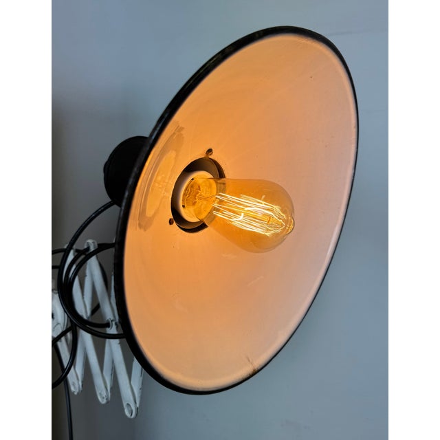 Industrial Black Enamel Scissor Wall Lamp, 1950s For Sale - Image 18 of 18