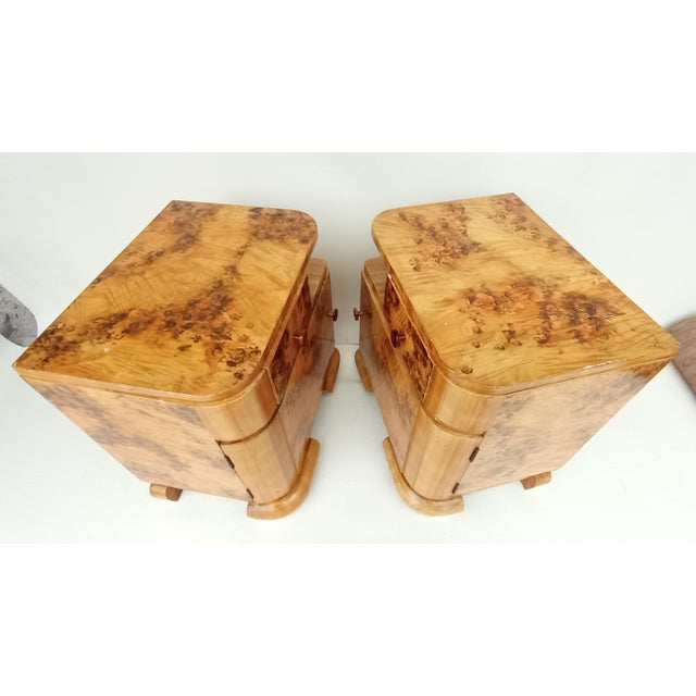 Brown Art Deco Bedside Tables by Jindřich Halabala for Up Závody, 1940s, Set of 2 For Sale - Image 8 of 14
