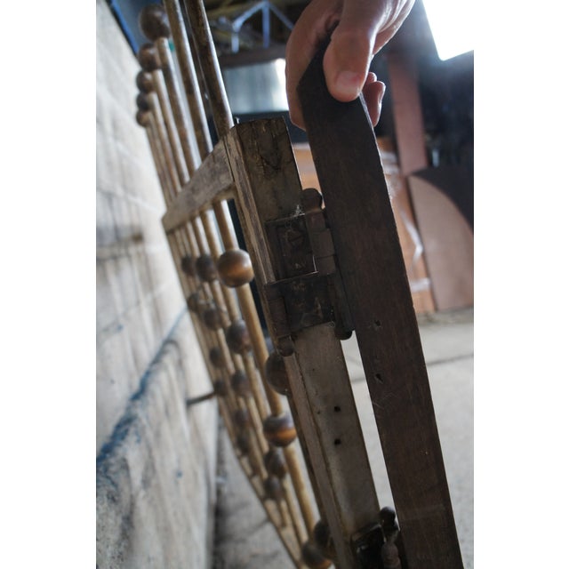Vintage Victorian Ball & Stick Oak Fence Gate Door Architectural Salvage For Sale - Image 4 of 11