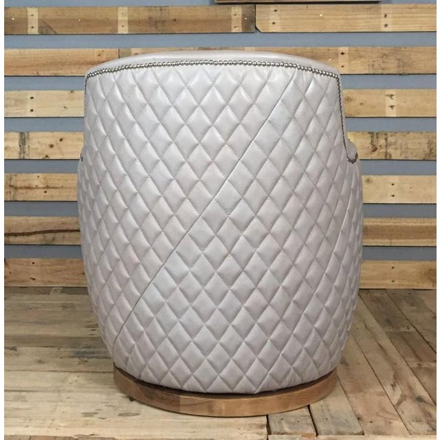 Jhs Candace Seaweed Genuine Leather Swivel Chair For Sale - Image 4 of 7