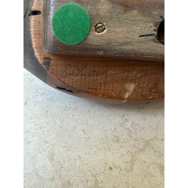 Vintage 1977 Wood Duck Decoy Atop Wood Box With Metal Galley and Drawer For Sale - Image 17 of 18