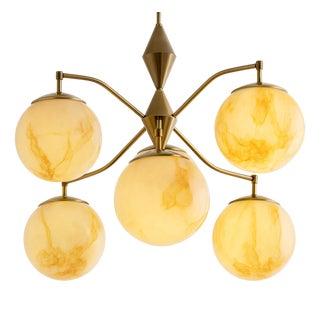 Vintage Marbled Glass Chandelier from Kamenický Šenov, 1980s For Sale