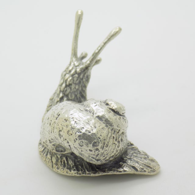 Vintage Italian Genuine Silver 800 Life-Size Snail Figurine by Arezzo Silversmith Ar 100, 1970s For Sale - Image 4 of 13