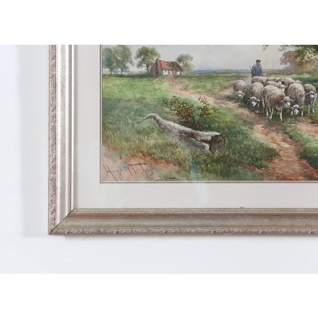 Gilt Wood Framed Water Color Painting . For Sale In New York - Image 6 of 10