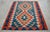 1980s Hand Woven Colorful Kilim Rug Flat Weave Oushak Wool Area Rug- 4′4″ × 5′7″ For Sale - Image 16 of 17
