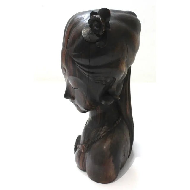 Rosewood Balinese Bust 1960s Vintage For Sale In Miami - Image 6 of 14