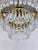 Metal Vintage Brass and Glass Rosette Rim and Crystal Prism Chandelier For Sale - Image 7 of 12