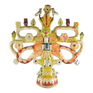 Vintage Aurelio Flores Mexican Folk Art Tree of Life Sculpture For Sale