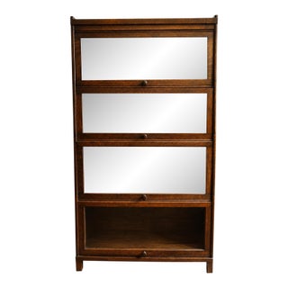 Antique Oak Barrister Bookcase With Four Glass Stacking Sections For Sale