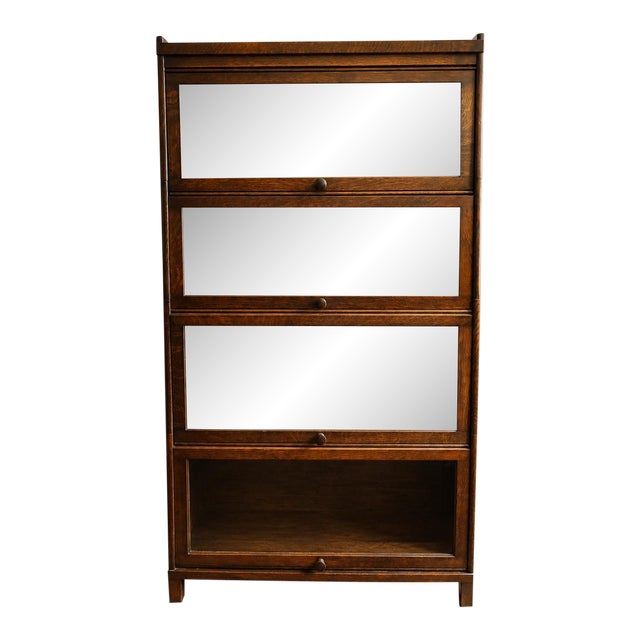 Antique Oak Barrister Bookcase With Four Glass Stacking Sections For Sale