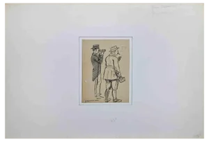 Pierre Georges Jeanniot, Two Men, Drawing, Early 20th-Century