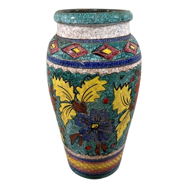 Italian Pottery Floor Vase, 1960s For Sale