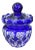 Cobal Blue Crystal-Cut Lidded Vase For Sale