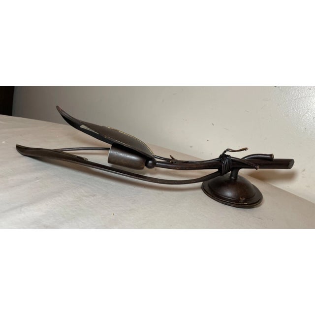 Metal Contemporary Pair of Handmade Italian Bronze Patinated Cast Iron Leaf Wall Sconce Fixtures For Sale - Image 7 of 18