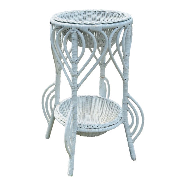 Vintage Wicker Plant Stand For Sale