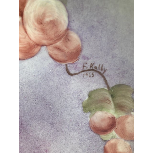 Vintage Hand-Painted Grapes Decorative Wall Plate Signed by Artist For Sale - Image 9 of 10