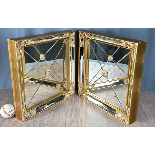 Labarge Two LaBarge Venetian Style Square Gold Gilt Wall Mirrors For Sale - Image 4 of 14
