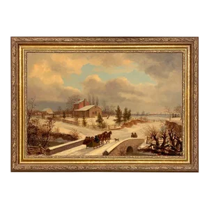 Winter Landscape Scene Framed 20x30" Oil Painting Print on Canvas