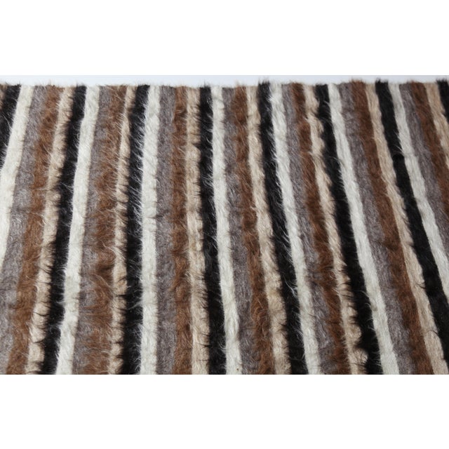 Mid 20th Century Mid 20th Century Handwoven Tribal Modern Stripe Kilim – Wool Flatweave Art Rug -4' X5' 7'' For Sale - Image 5 of 12