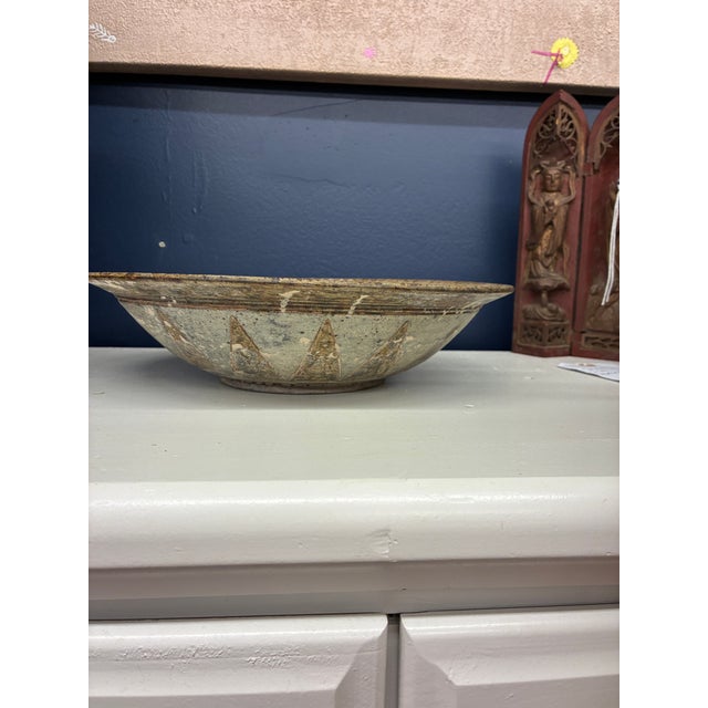 Thai brown & cream with incised art work pattern. This piece is from the 15th century from kilns of Si Satchanlai. Incised...