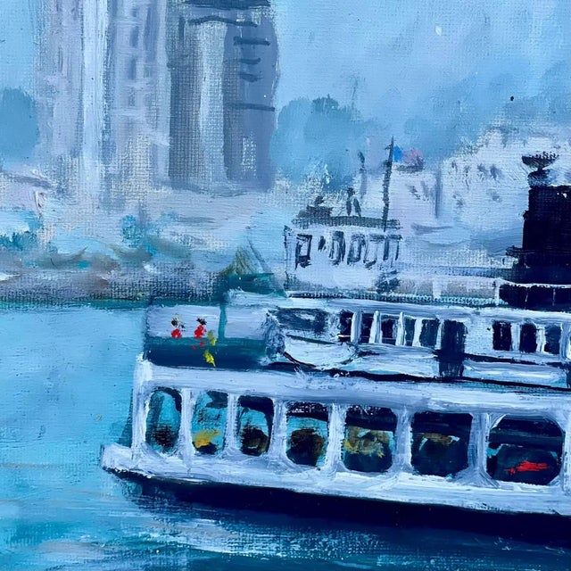 Mid 20th Century Mid-Century San Diego Waterfront Oil Painting of Coronado Ferryboat, Signed & Framed Vintage Art For Sale - Image 5 of 9