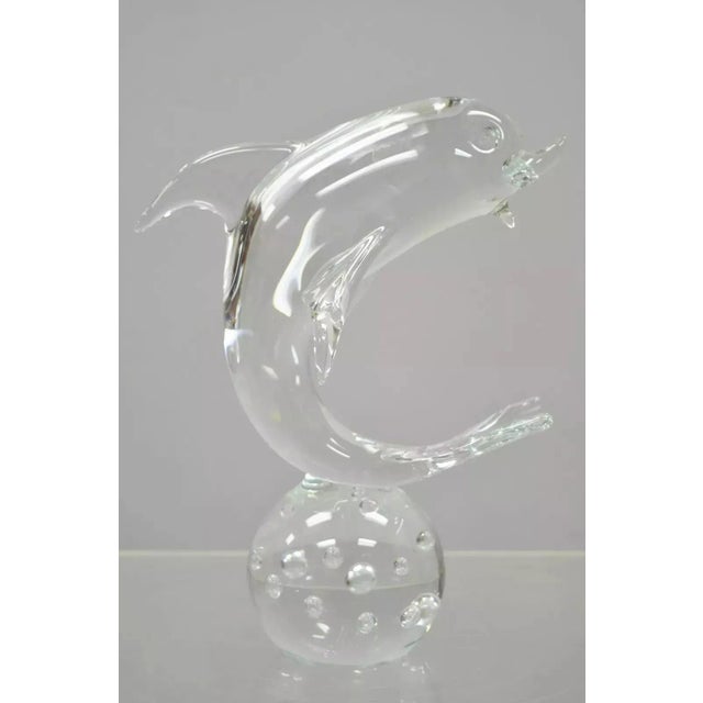 Royal Gallery Italian Crystal Glass 12" Dolphin Fish Sculpture Murano Style For Sale - Image 10 of 10