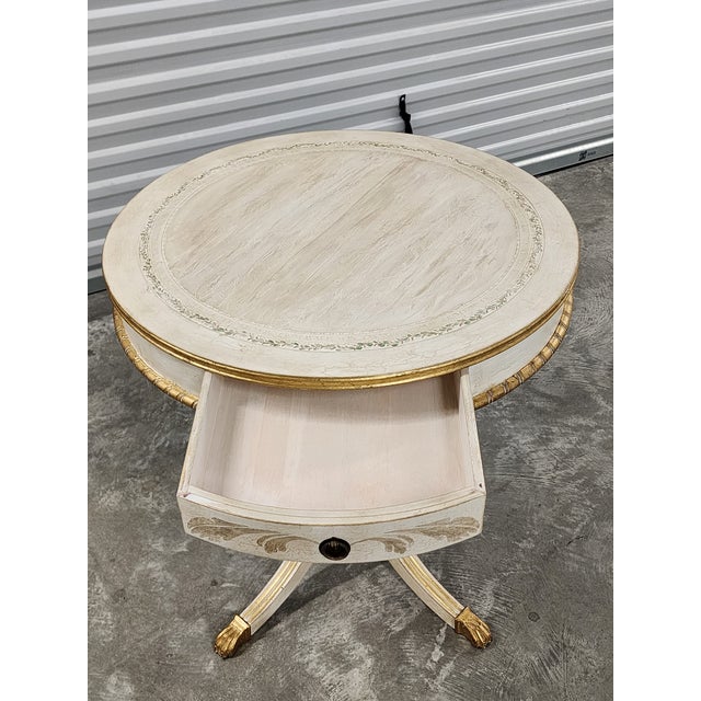 Decorative Florentine Style Handpainted Drum Side Table For Sale - Image 11 of 18