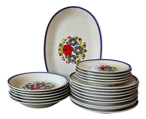 Bohemian Plates in Shooting Porcelain, Set of 24