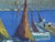 Mid 20th Century Danish Mid Century Modern Harbor Seascape With Boats For Sale - Image 5 of 7