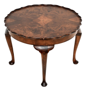 Antique Burr Walnut Pie Crust Coffee Table, 1900s